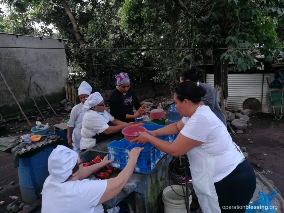 Disaster relief kitchen workers.