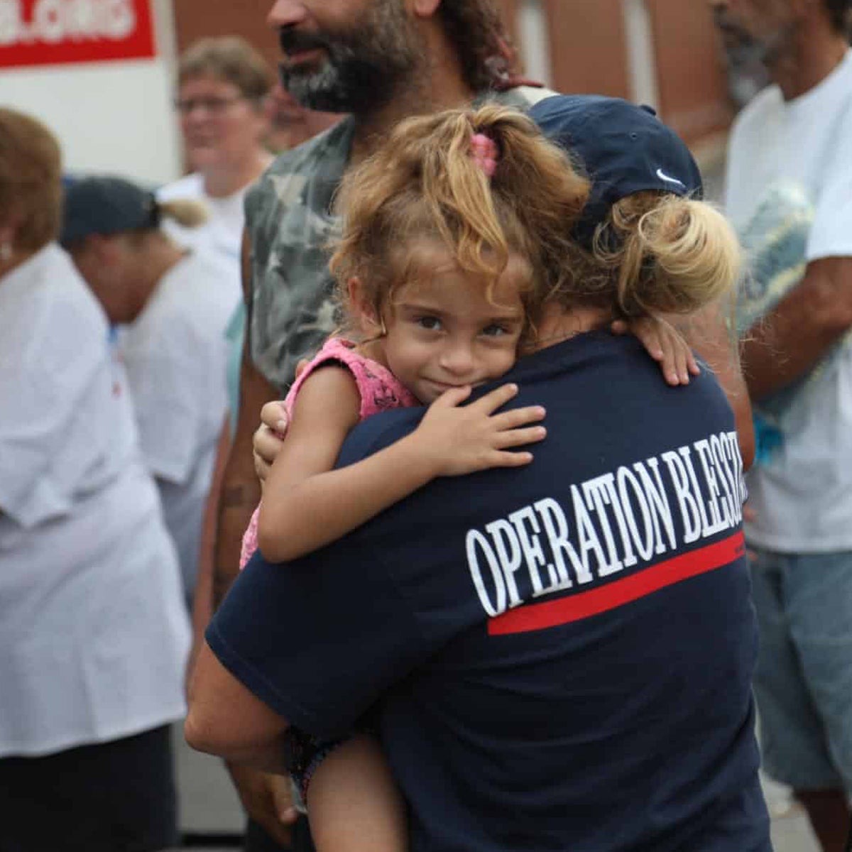 Offering a hug to hurricane victims after Florence in North Carolina.