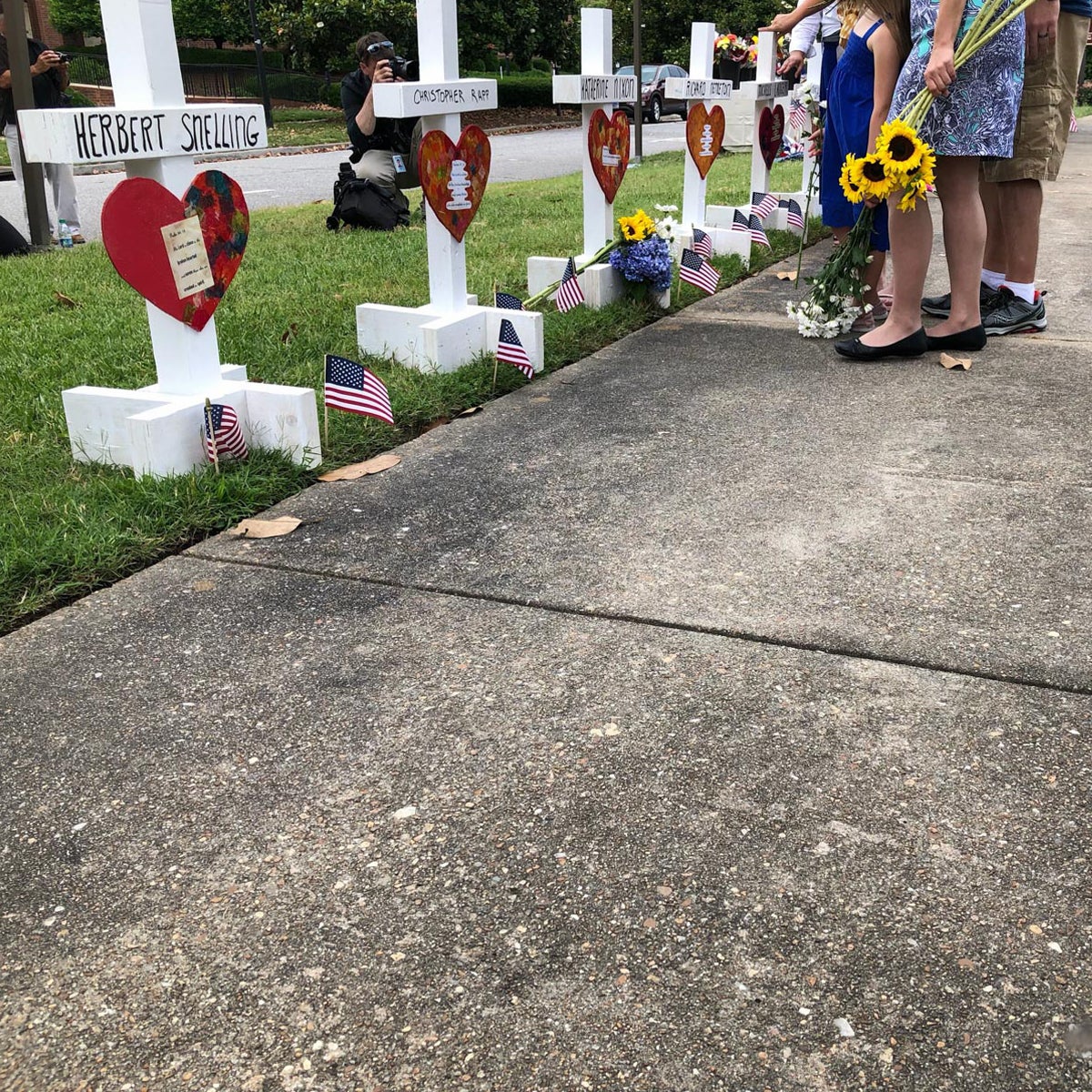 A memorial to the victims of the Virginia Beach shooting.