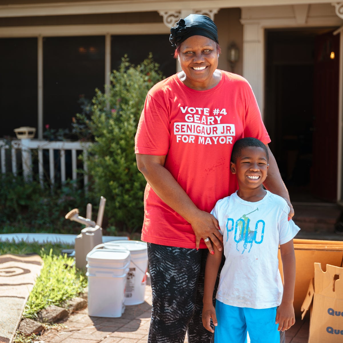 God was good to Debra and her grandson after Imelda flooded their home.