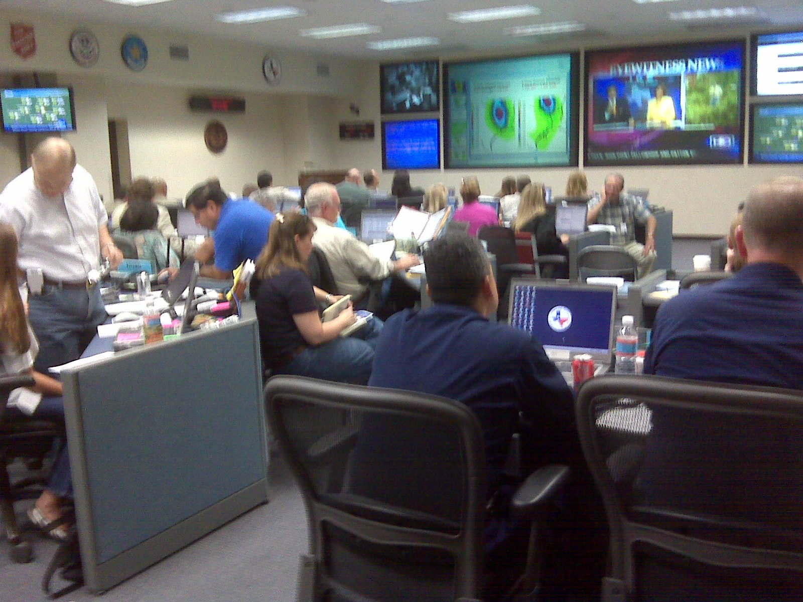 ike-hurricane-preparation Preparing for Hurricane Ike in the control room.