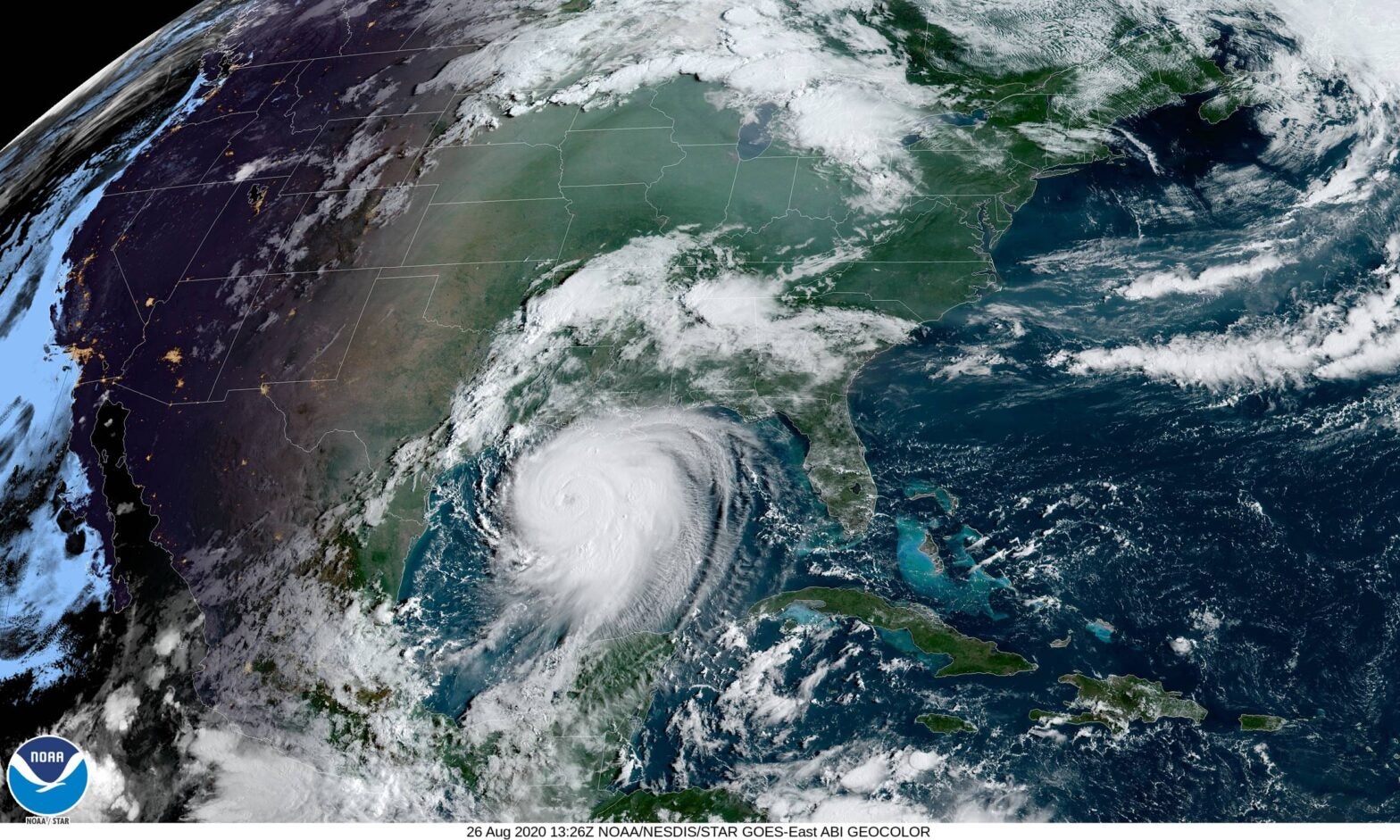 Hurricane Laura hits Gulf Coast.