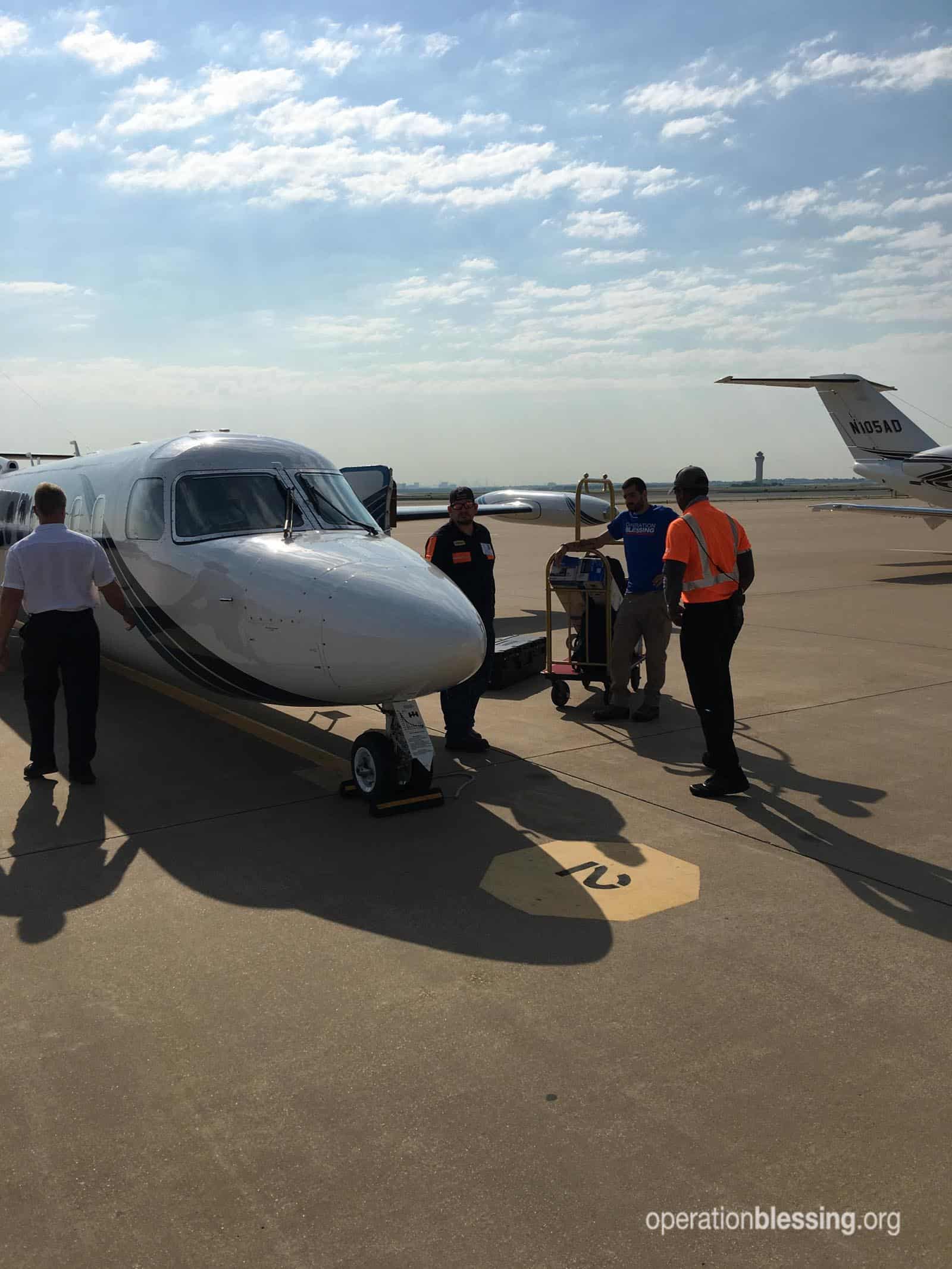 A Judah 1 plane flying Operation Blessing to the Bahamas.
