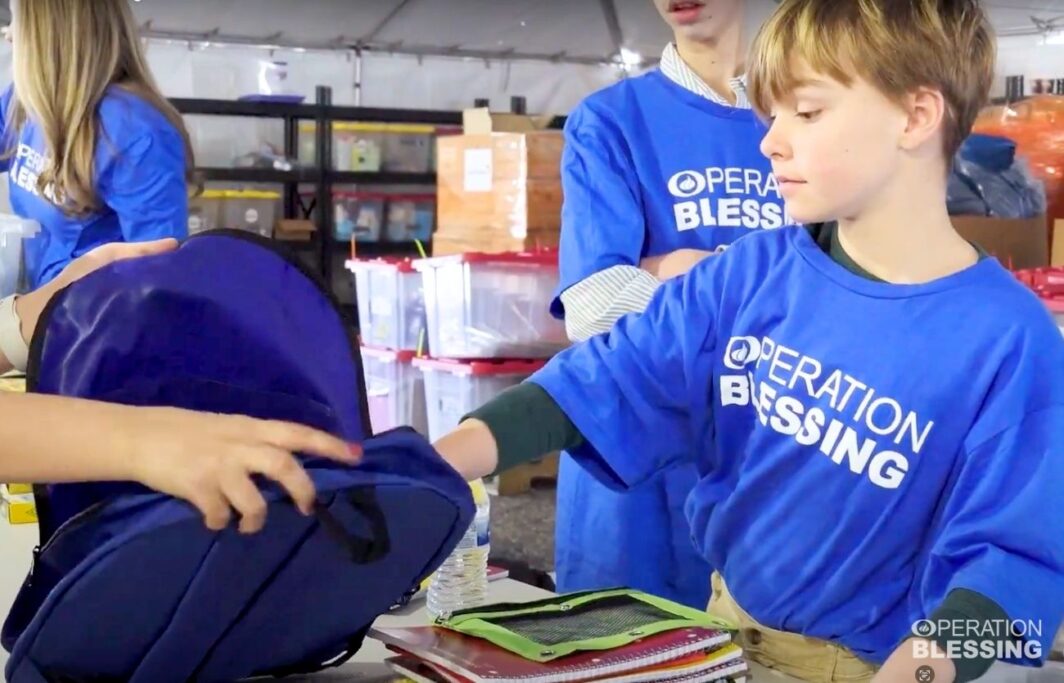 child packs school supplies after los angeles fires