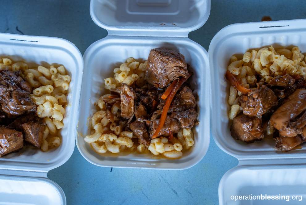 fresh hot food after Hurricane Melissa