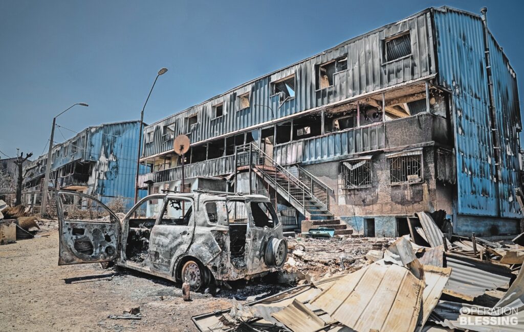 Scores of homes were destroyed in the Chile wildfire, displacing numbers of families. 